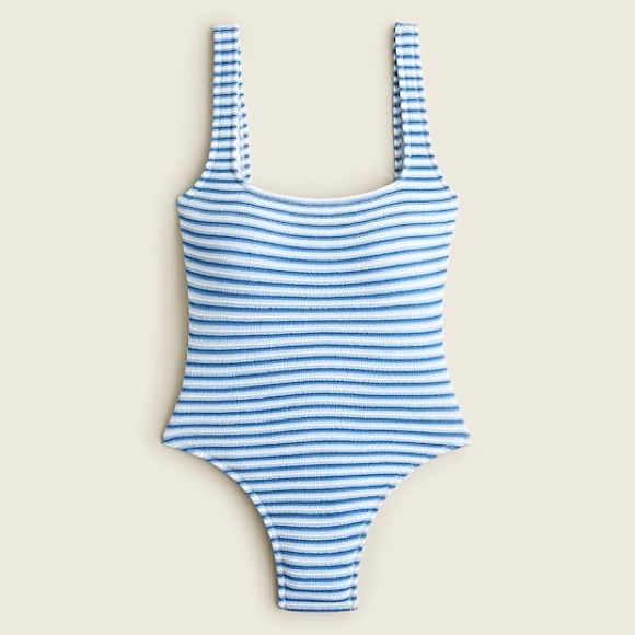 J.Crew Textured squareneck one-piece in stripe - size 10 - Picture 3 of 4